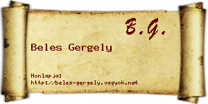Beles Gergely névjegykártya
